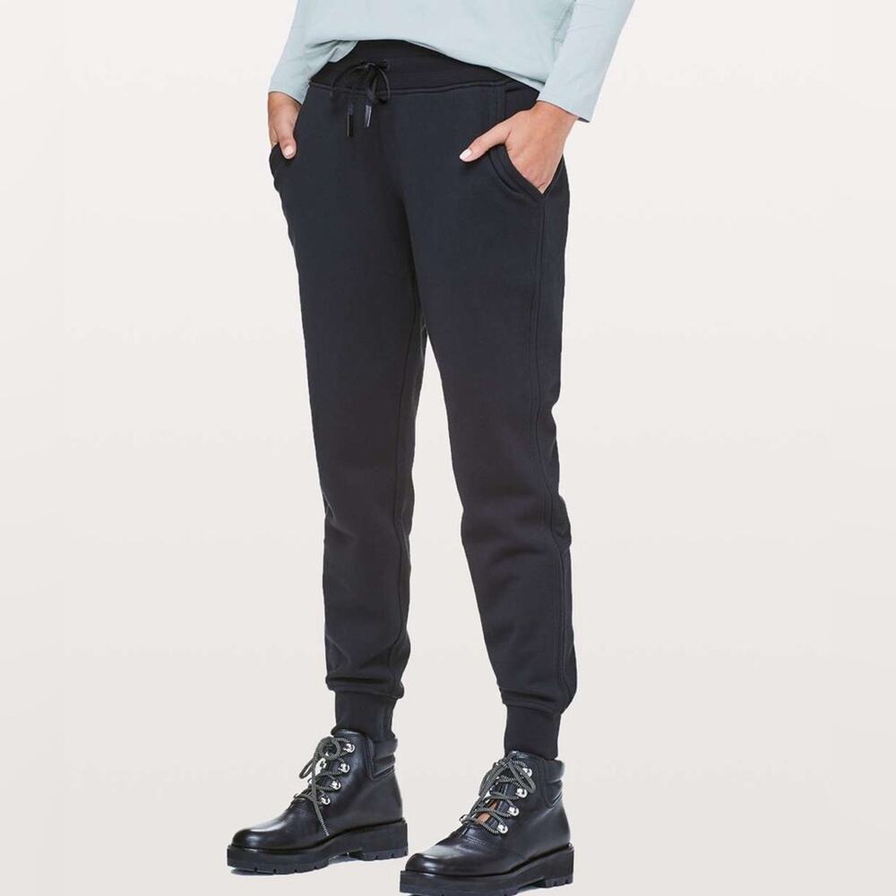 Lululemon Warm Down Jogger II 28" Black Cotton Terry Lounge Pants Size 4